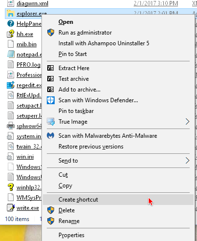 file explorer shortcut on desktop